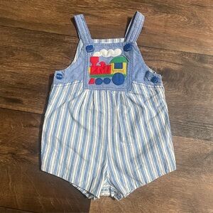 Vintage Baby Boy Romper White/Blue 6/9 Months
